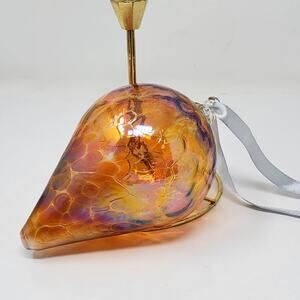 Vintage 7" Orange Handblown Glass Ornament Opalescent Great Condition Well Made